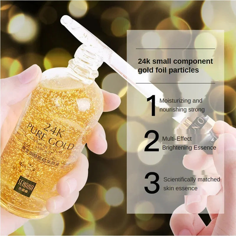 SENANA™ 24K Gold Hyaluronic Acid and Nicotinamide Facial Essence for Replenishment, Moisturization, Pore Minimization, and Skin Brightening. Firming Serum for Enhanced Skin Care.