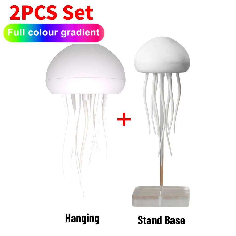 RGB Gradient Jellyfish Night Light with Voice Control and Type-C Charging - Cute Bedside LED Lamp