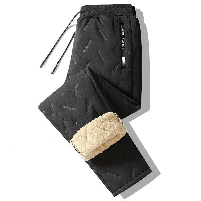 Men's Winter Plush Fleece Thermal Sweatpants - Thick Lambswool Casual Trousers, Windproof and Warm Cotton Pants 