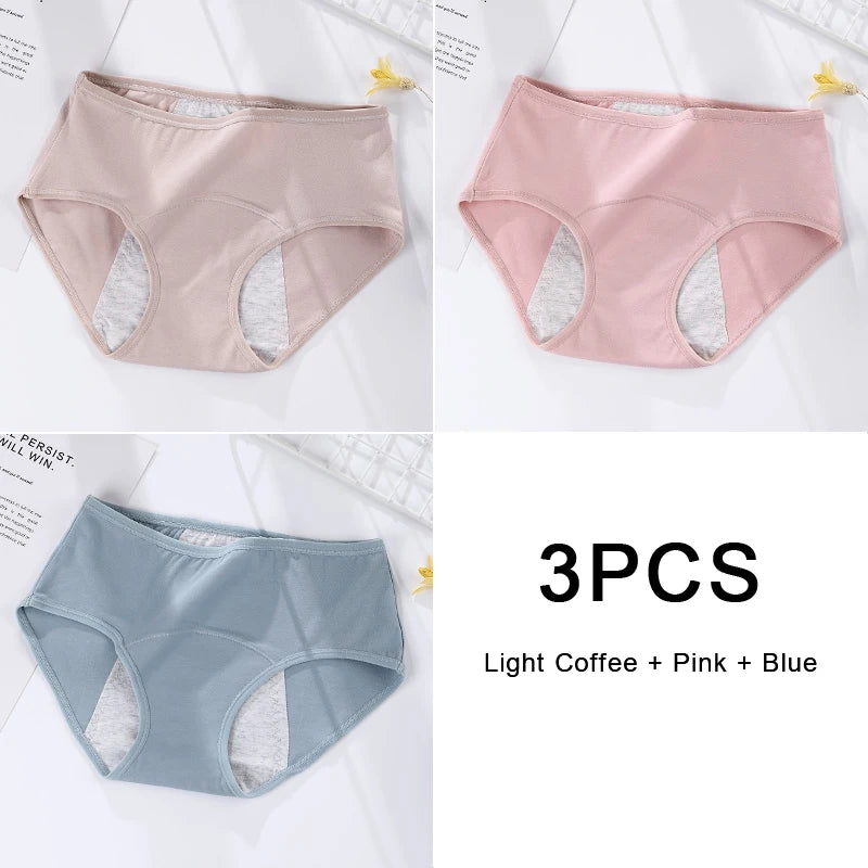 3 Pcs/Set Women Menstrual Briefs - Large Flow Postpartum Water Absorption Leakproof 