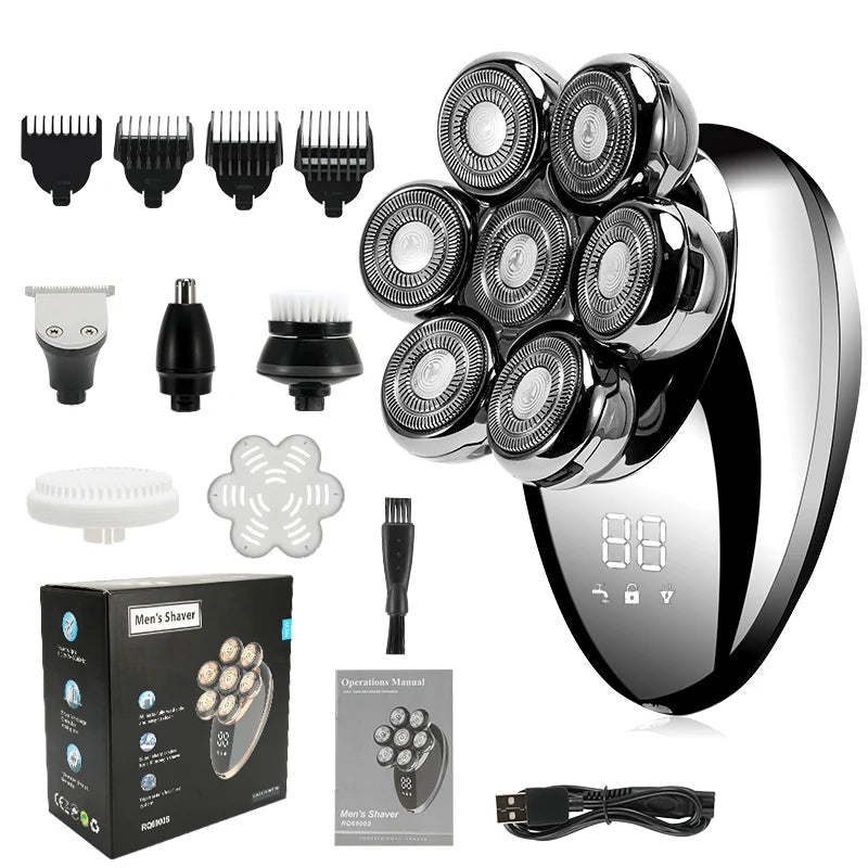 Waterproof Rechargeable 7D Men Shaver Trimmer Head Shaving Machine